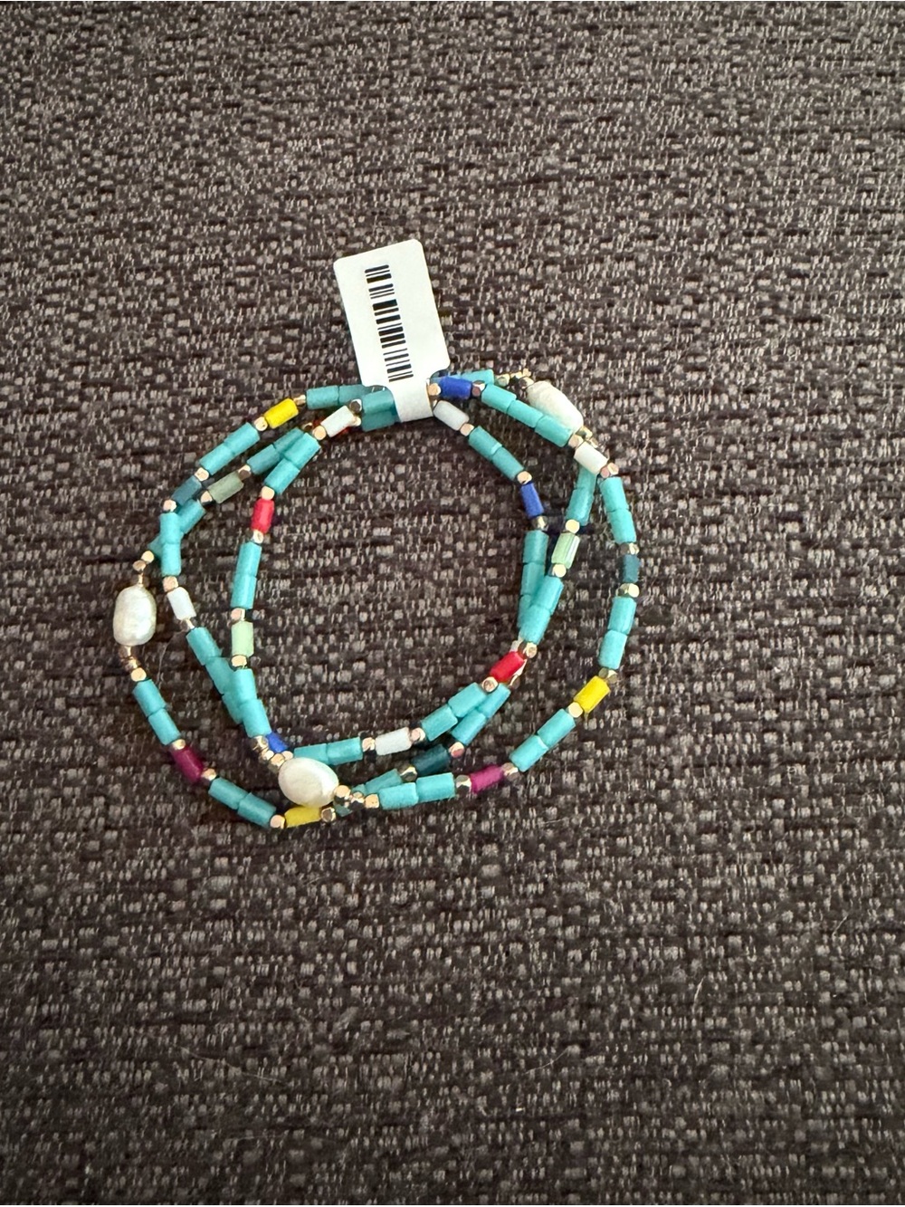 Beaded Multi-Strand Turquoise and White Stretch Bracelet Set - Picture 3 of 5